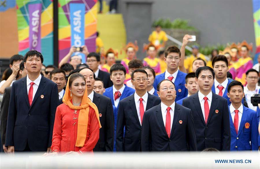 (SP)INDONESIA-JAKARTA-ASIAN GAMES-CHINESE DELEGATION-FLAG-RAISING CEREMONY