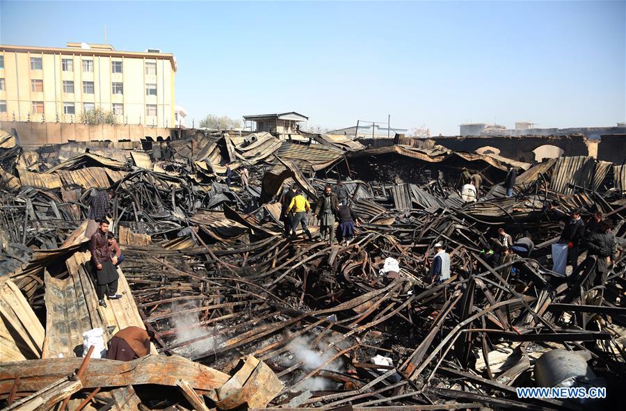 AFGHANISTAN-KABUL-MARKET-FIRE