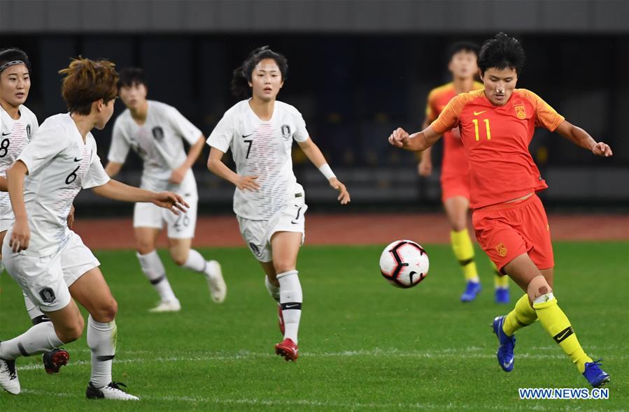 (SP)CHINA-WUHUA-FOOTBALL-WOMEN-CHINA VS SOUTH KOREA (CN)