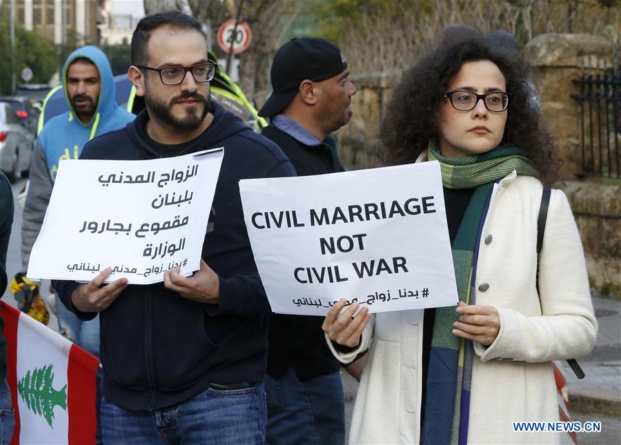 LEBANON-BEIRUT-PROTEST-CIVIL MARRIAGE