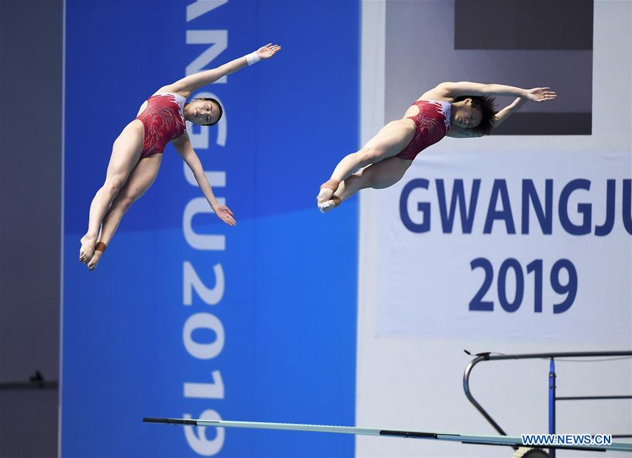 (SP)SOUTH KOREA-GUANGJU-FINA WORLD CHAMPIONSHIPS-WOMEN'S 3M SYNCHRO SPRINGBOARD